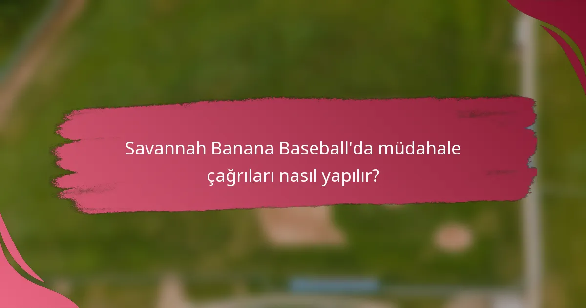 Savannah Banana Baseball'da müdahale çağrıları nasıl yapılır?