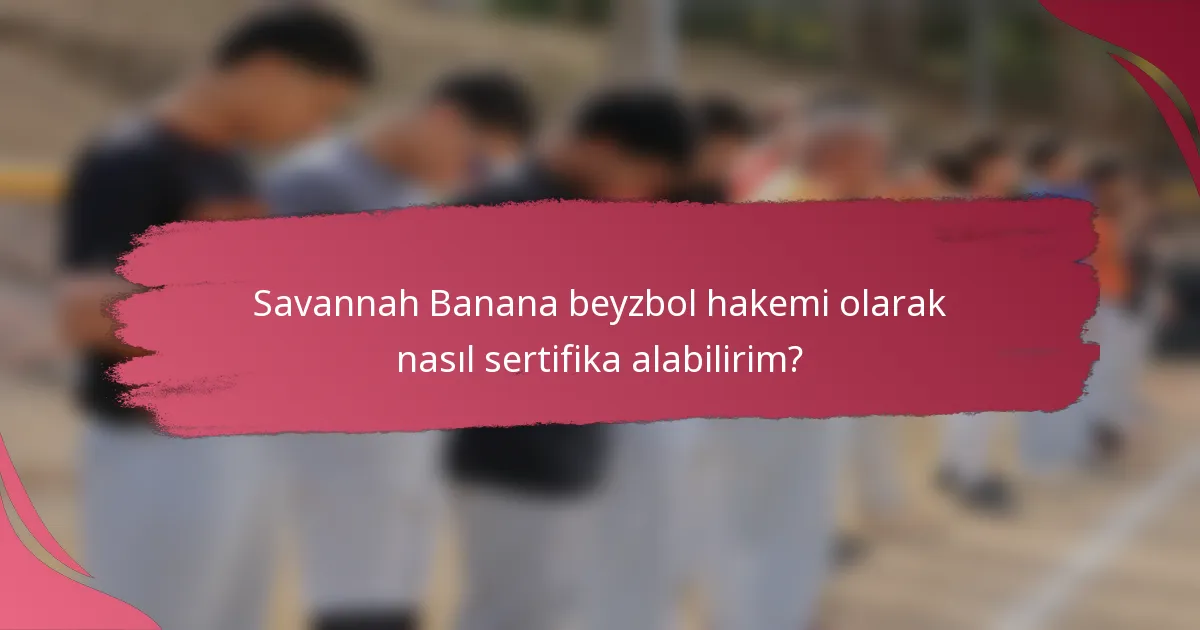 Savannah Banana beyzbol hakemi olarak nasıl sertifika alabilirim?