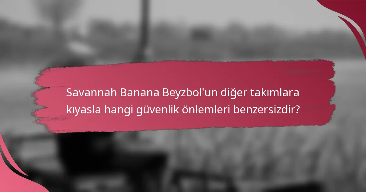 Savannah Banana Beyzbol'un diğer takımlara kıyasla hangi güvenlik önlemleri benzersizdir?