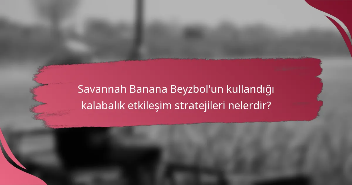 Savannah Banana Beyzbol'un kullandığı kalabalık etkileşim stratejileri nelerdir?