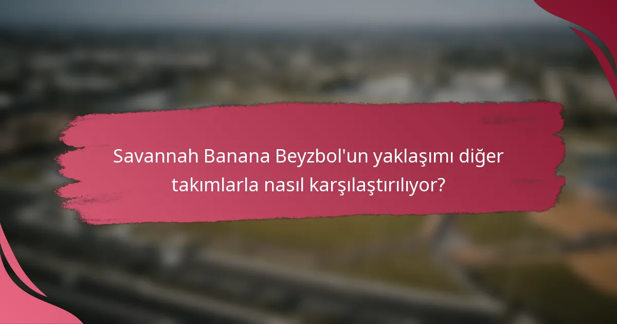 Savannah Banana Beyzbol'un yaklaşımı diğer takımlarla nasıl karşılaştırılıyor?