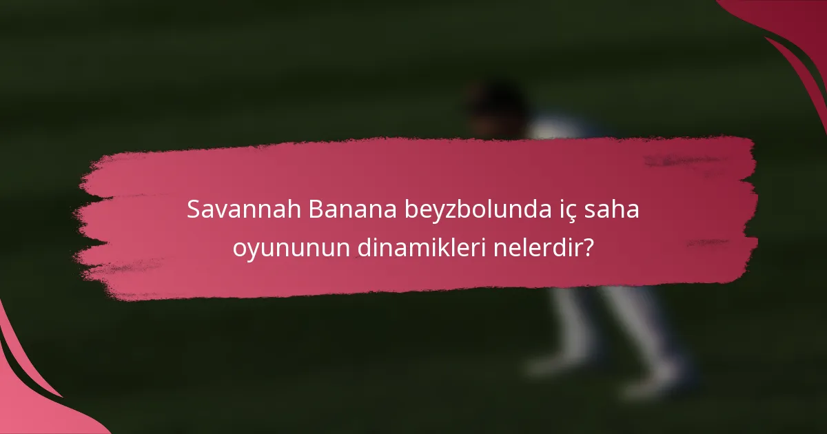 Savannah Banana beyzbolunda iç saha oyununun dinamikleri nelerdir?